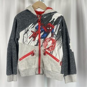 Disney Marvel Spider-Man Kids Size 4 Hoodie Zip Jacket Embroidered Comics 4T